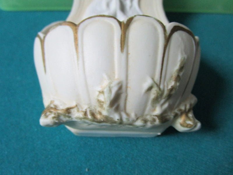 Holy Water Font Bisque And Gold  Made In Japan   Midcentury 6"