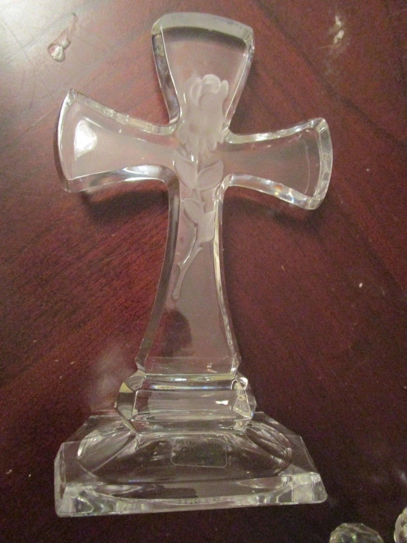 TOWLE MADE IN POLAND CRYSTAL TABLE CROSS 9" TALL [10D]