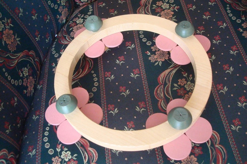 Holzkunst Mit Herz Erzebirdge Wood Christmas  Pink Candle Holder, Germany 11" ^^