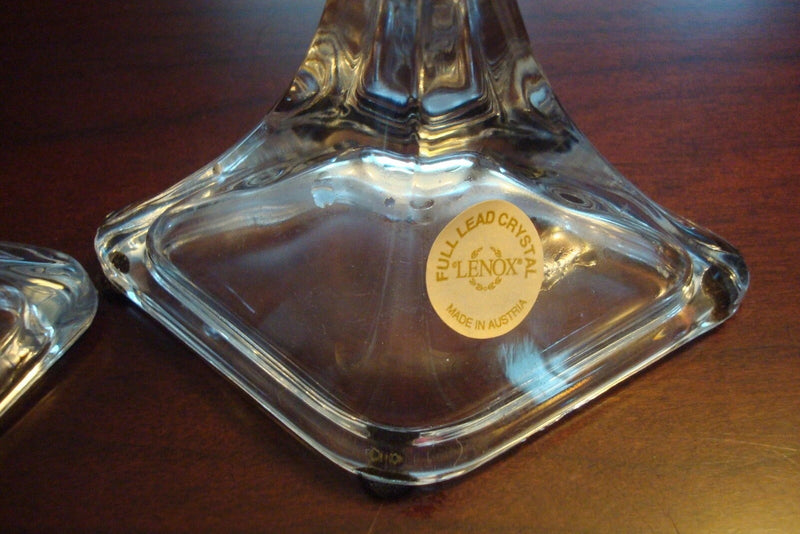 DePlomb pair of Crystal candle holders tulip shape, made in USA