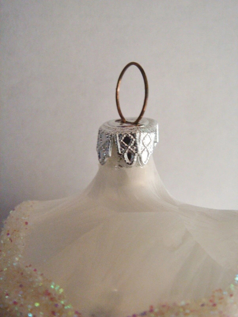 German Hand Blown Glass  Ornament Snowy Owl, 6" Original Glass^^