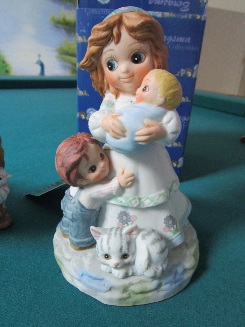 BERGSMA PAIR OF FIGURINES 7" ONE NIB "LET THE JOURNEY BEGIN - "MOM'S LOVE" orig