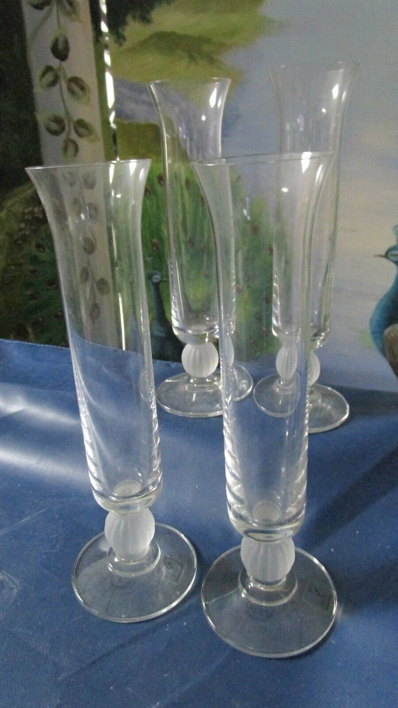 Vintage 4 Champagne Glasses GERMAN GALLO Ribbed Crystal Glasses C1980^^^