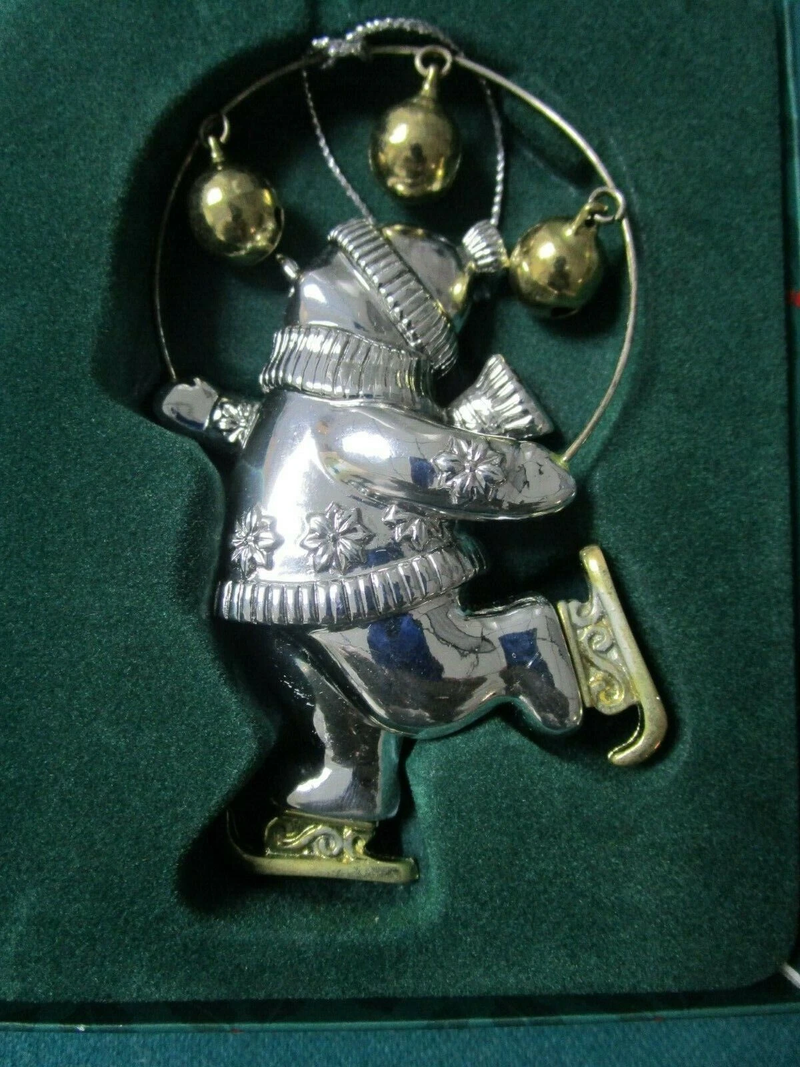 Reed & Barton Sterling / Silverplate Christmas Ornaments Snowman Bell Cup Pick1^