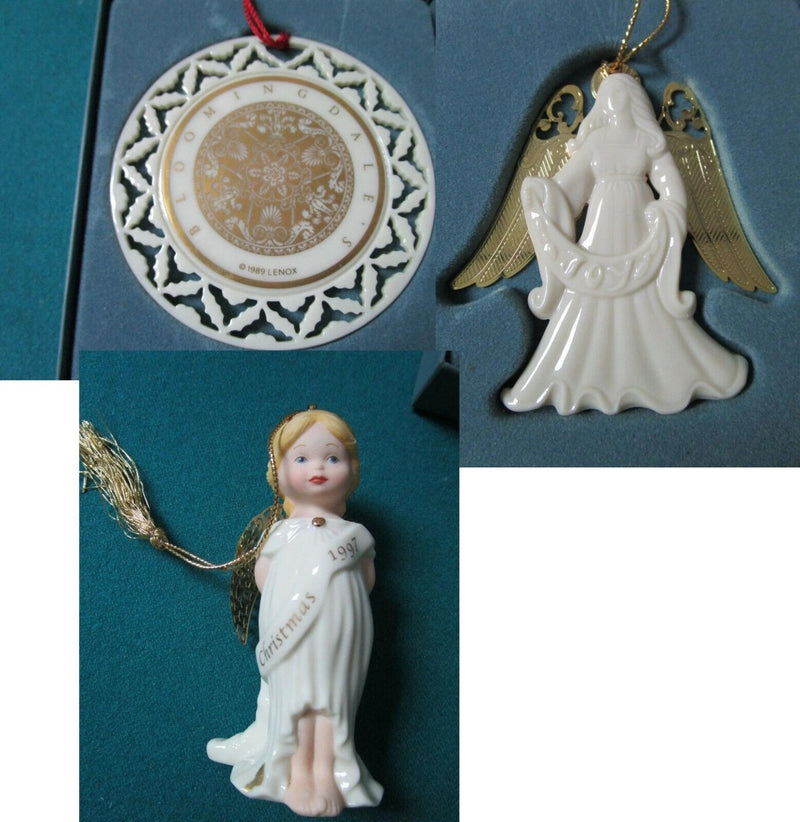 Lenox Christmas Ornaments Bl0omingdale 1989-Joy Angel-1997 Angel Pick1 ^
