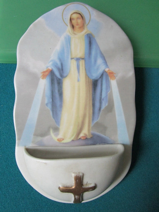 Holy Water Font Ceramic The Immaculate Made In China  Midcentury 8"