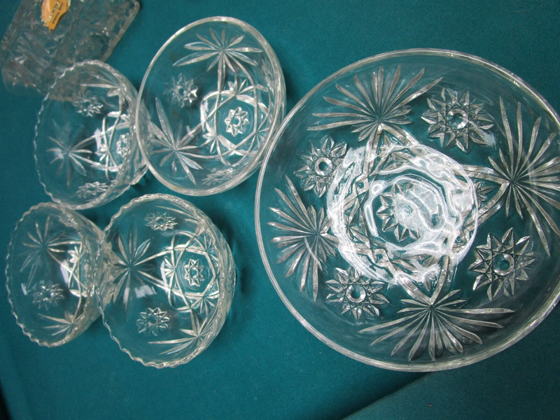 Anchor Hocking Early American Prescut Lancaster 3 Pcs Servers Bowls Trays Origin