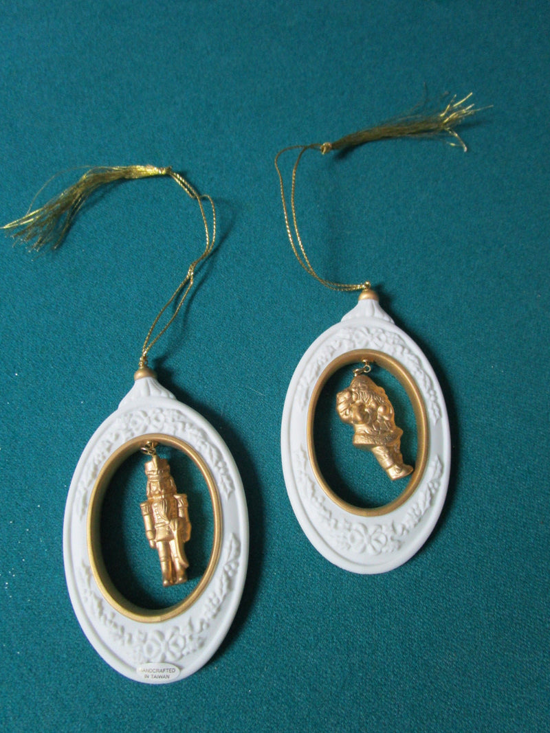 Golden Treasures Of Christmas Ornaments Santa And Nutcracker Nib Orig