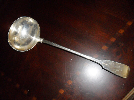 William Hutton and Sons.Silverplate soup ladle, 12"