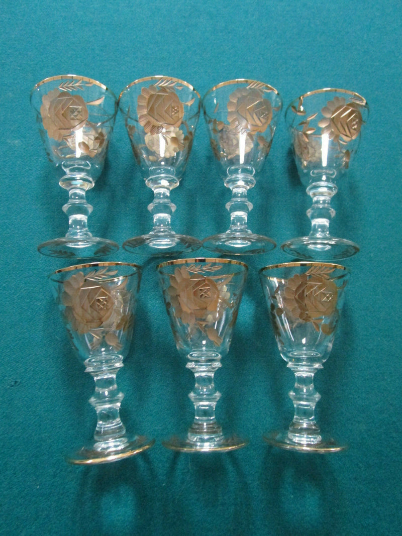 CORDIAL SHOT CRYSTAL GLASSES SET GOLD ETCH PURPLE CLEAR ETCH CERAMIC PICK ONE