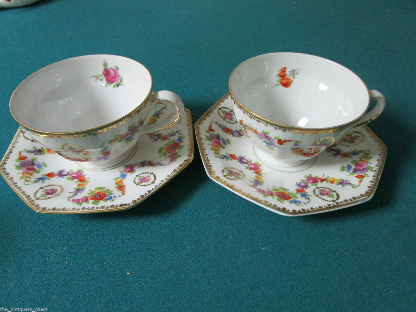 Vintage Schumann Germany RELISH TRAYcup saucer plates  LACED GARLANDS pick 1