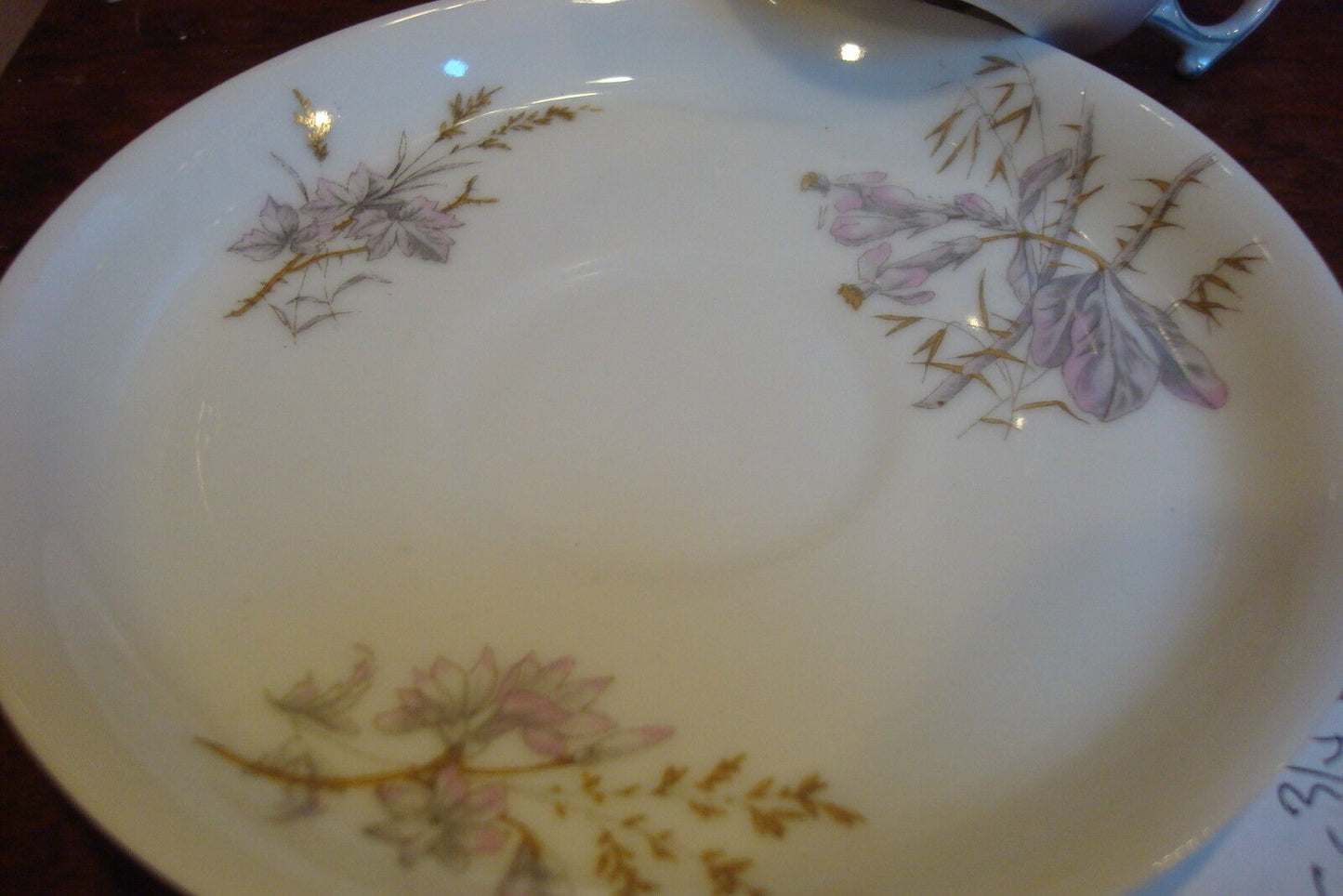 Adolphe Hache & Pepin LeHalleur, Paris c1870 cup /saucer,light purple flowers[a*