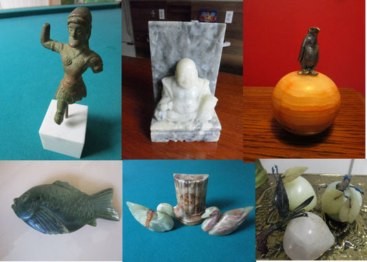 Soapstone Brass Etruscan Warrior Fish Swans Buddha Fruits Paperweight- Pick 1