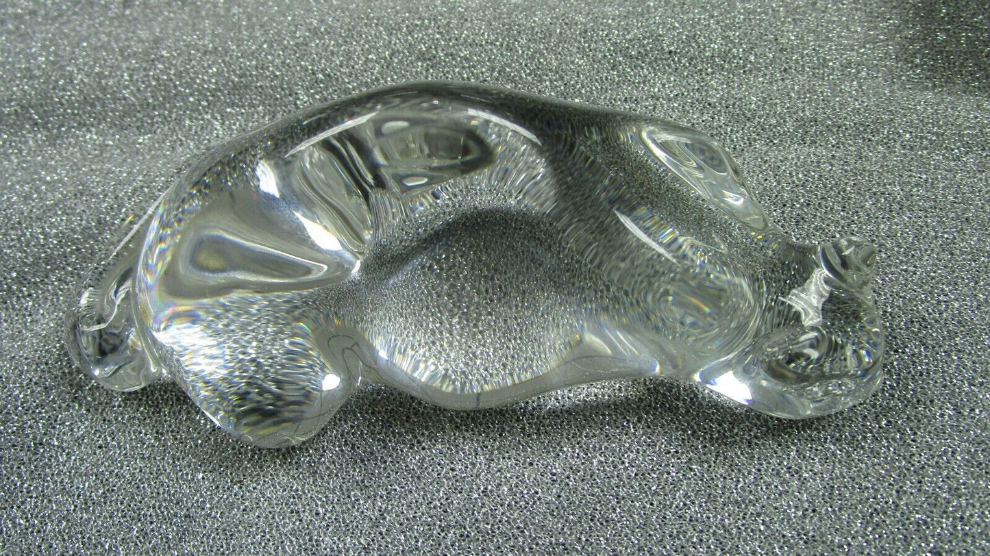 1970s STEUBEN CRYSTAL RESTING CAT 6" ORIGINAL NO BOX SIGNED