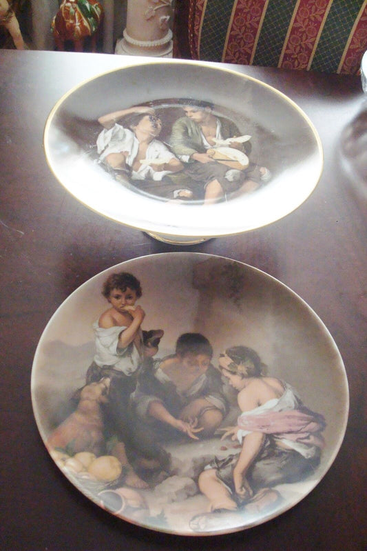 Vintage JWK Footed Portrait Cake Plate and platter -Germany 2 PCS ORIGINAL