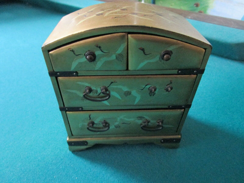 CHINESE LACQUER JEWELRY TRINKET BOX ART NOUVEAU VANITY METAL BOX PICK 1 ^^