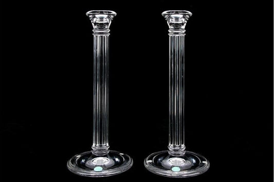 Tiffany Austrian crystal. Ribbed column form with flared candle socket 10" [aC]