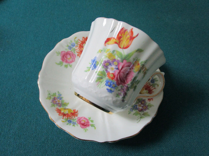 Tea Time Cups Saucers Roses - Lefton - Old Royal England - Blue Flowers Pick1 ^^