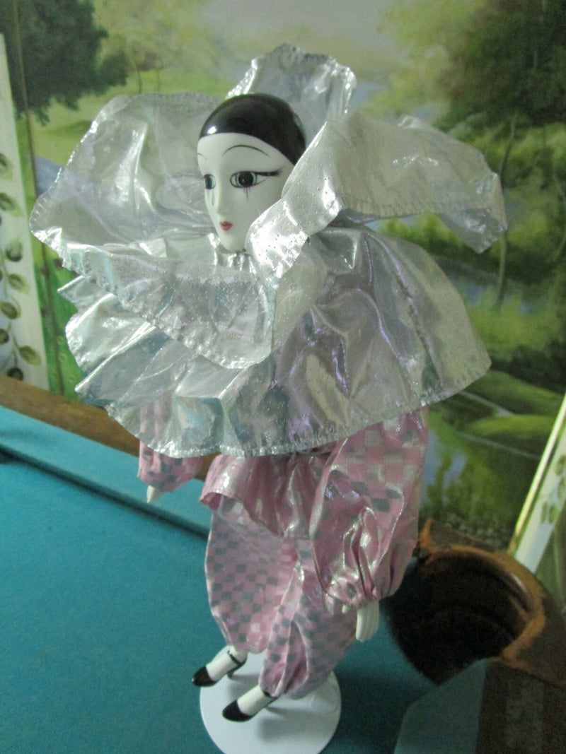 Harlequin Crying Jester Girls Deco Belle Epoque Silk Dresses Pink / Gold Pick1