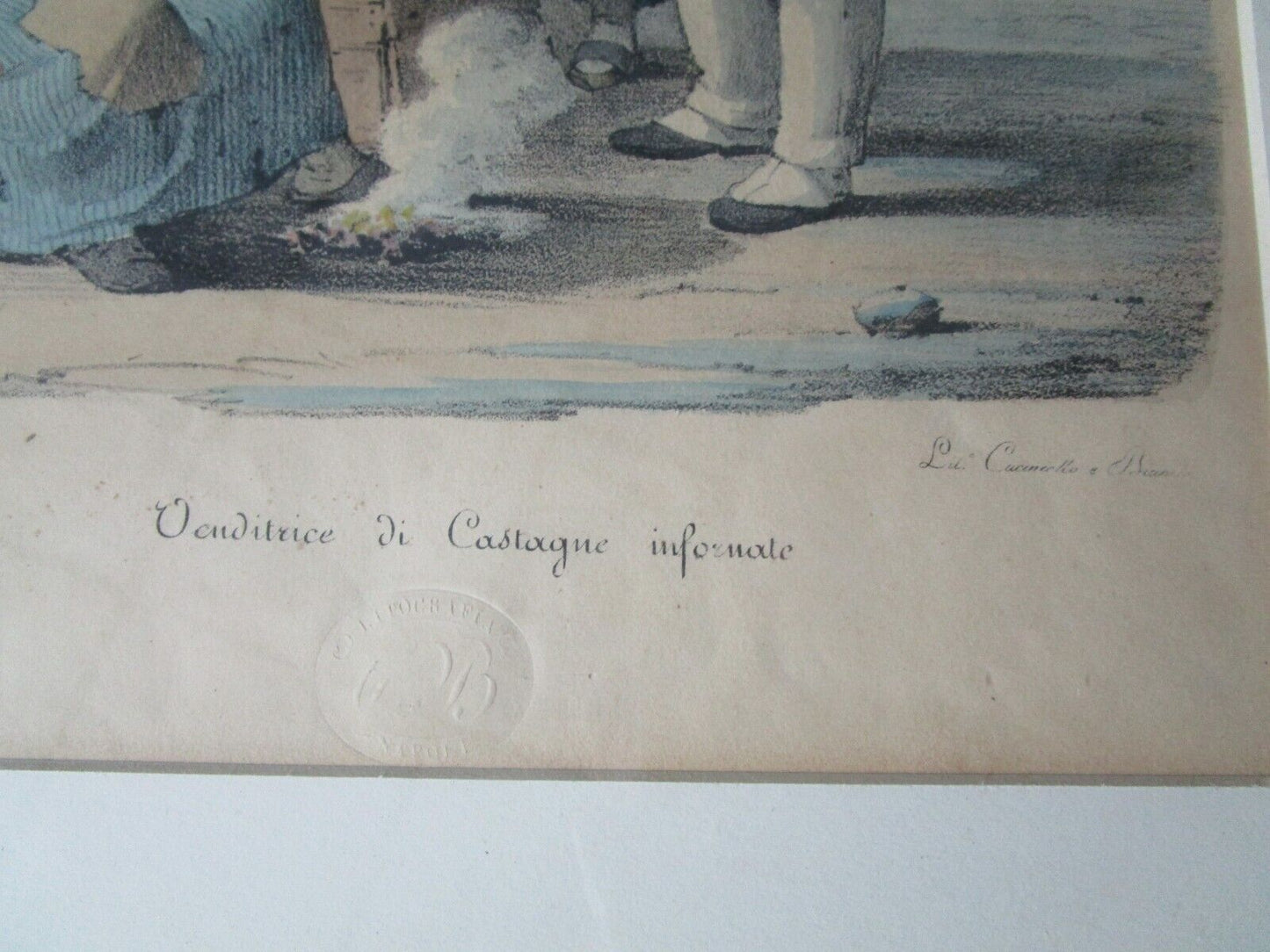 1830 Litografia Cuciniello Bianchi hand colored original seal frame MORNER pick1