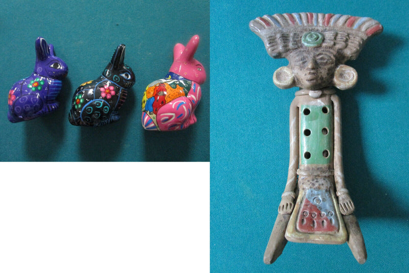 Mexican Pottery Rabbits And Praying Mexican Priest Rare Pick 1