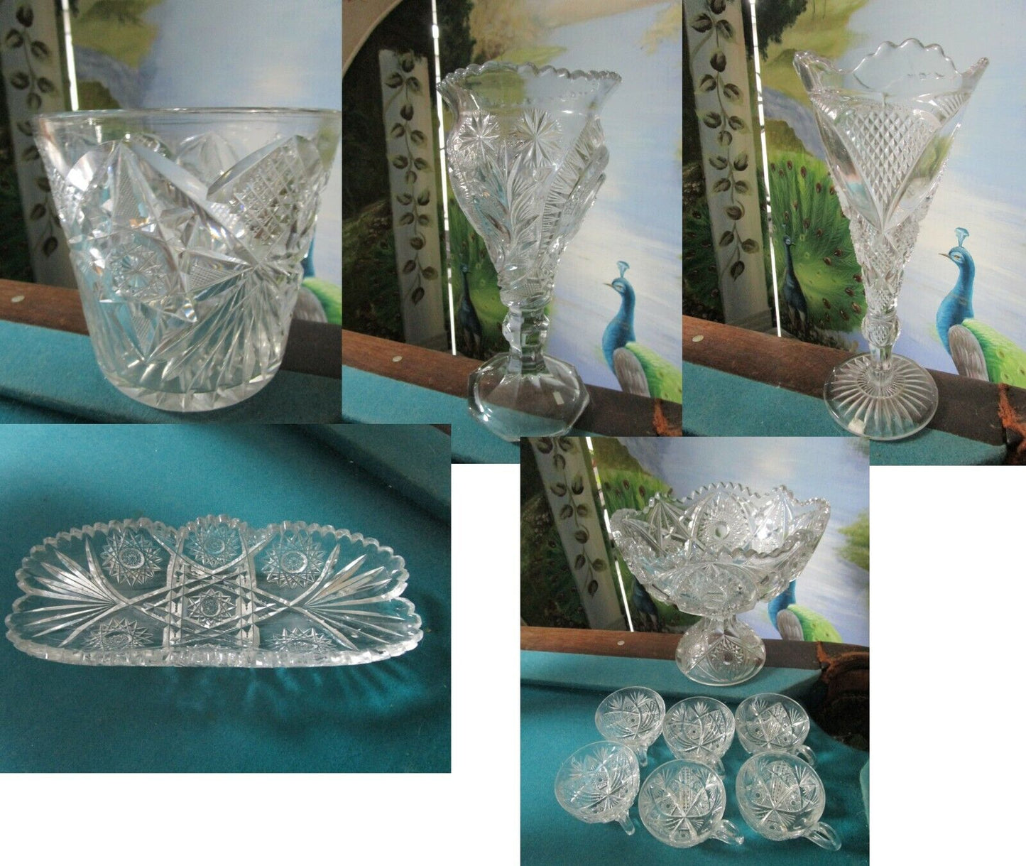 AMERICAN BRILLIANT and PRESSED GLASS - PUNCH BOWL VASE ICE BUCKET  DISH PICK 1