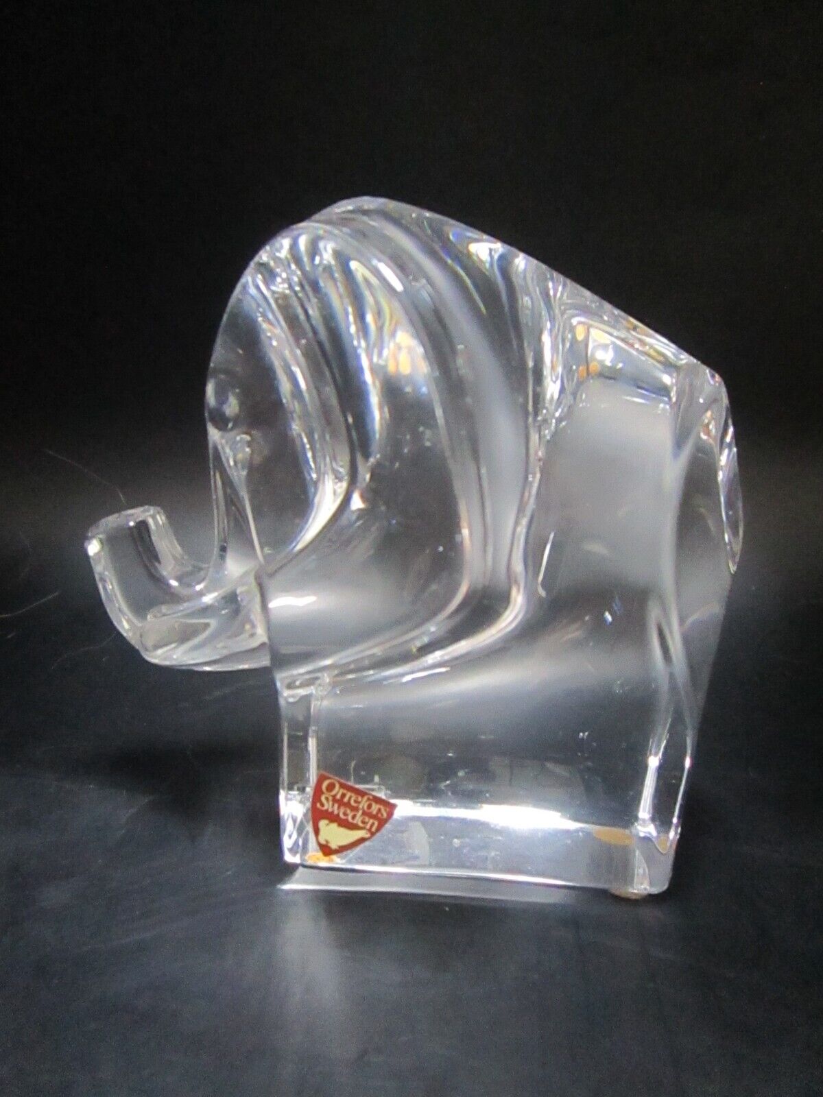 Elephant Crystal Orrefors 4 x 4" figurine paperweight Sweden