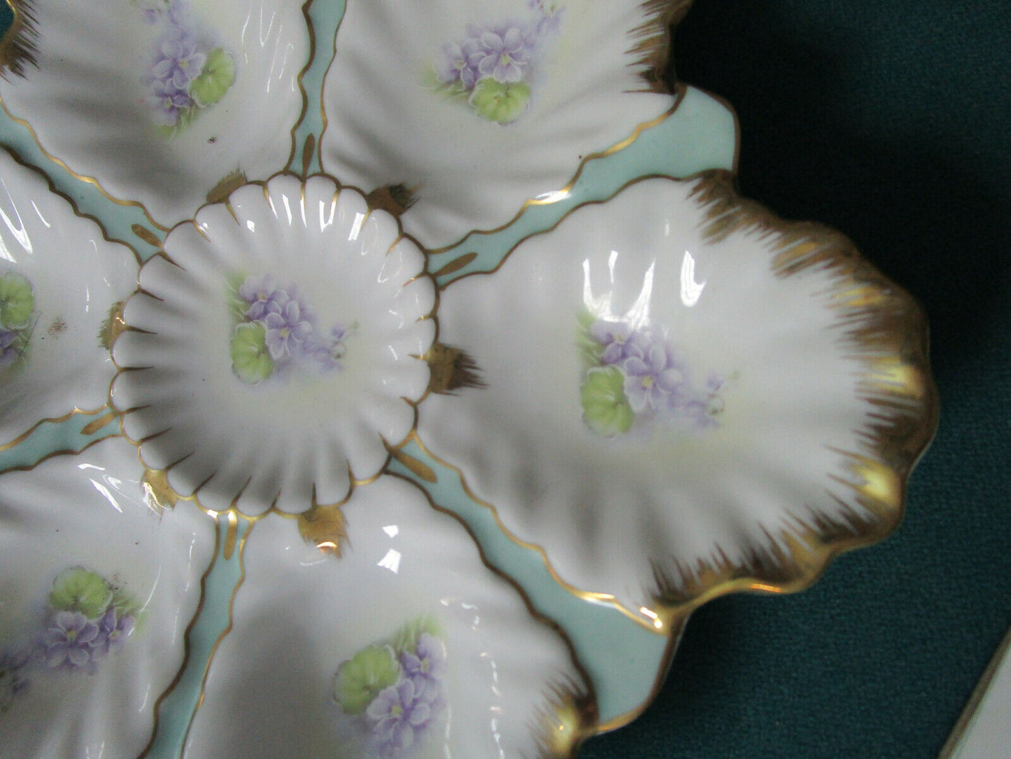 ANTIQUEVCARLSBAD - LIMOGES - NIPPON JAPAN OYSTER PLATE HORS D'OEVRES PICK 1