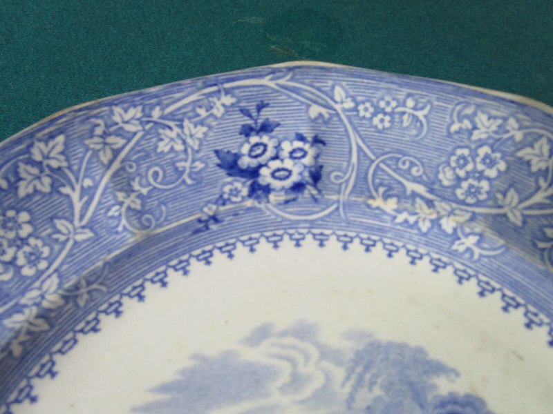 ANTIQUE 1850s ADAMS pottery COLUMBIA IRONSTONE BLUE TRANSFER COLLECTOR PLATE ^^