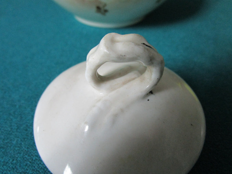 JEAN POUYAT FRANCE CREAMER AND COVERED SUGAR WHITE ROSES SEPIA COLORS [83c]