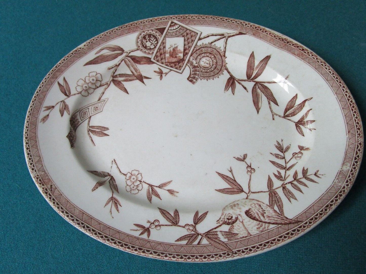 1880s WEDGWOOD  Pottery  /England 10" OVAL TRAY LOUISE PATTERN AESTHETIC [78]