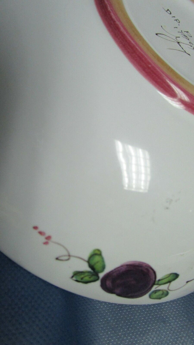 DERUTA ITALY DIP A MANO CERAMIC BOWL PLATES CUP SAUCER FRUITS PINK RIM PICK 1