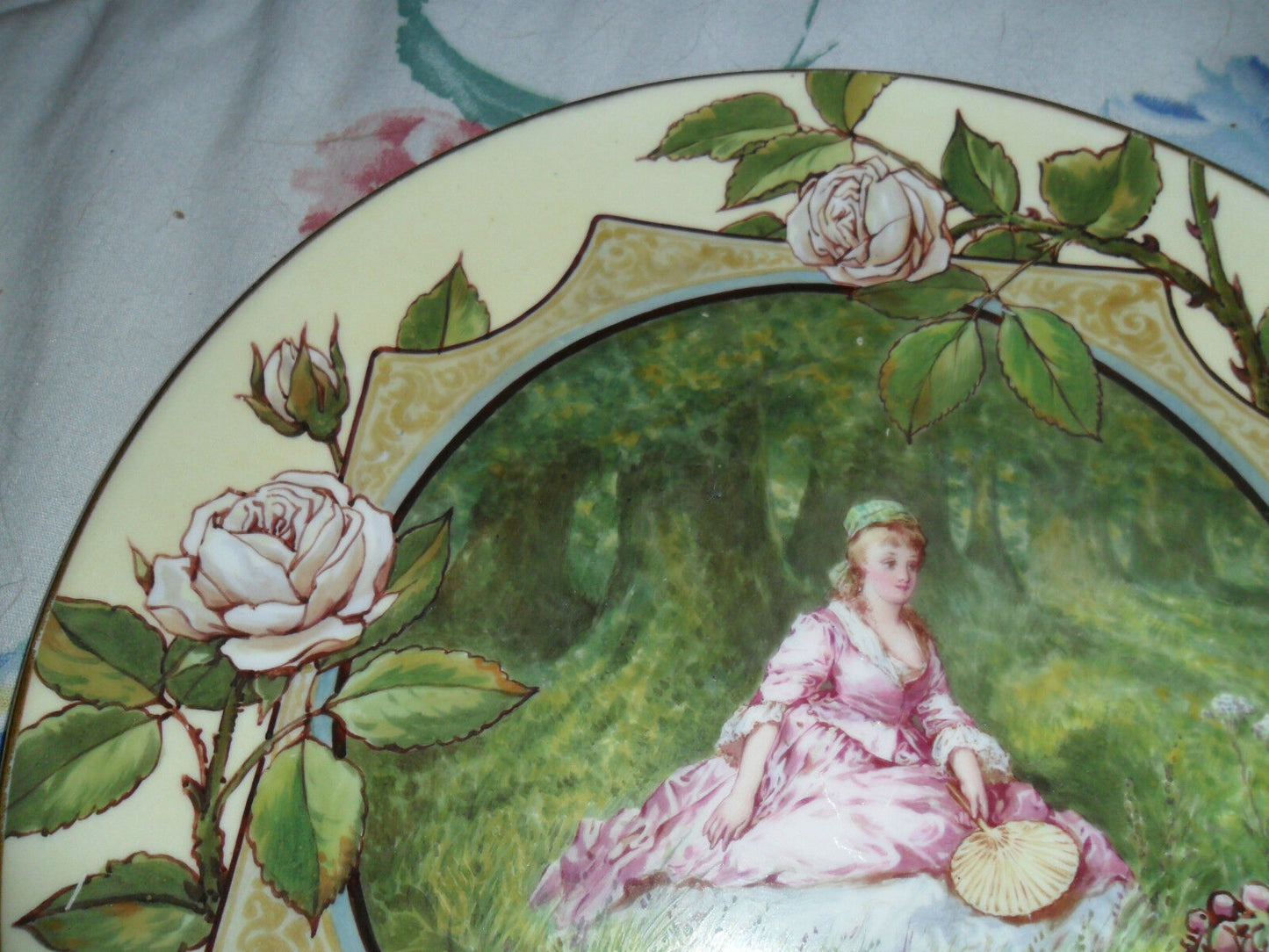 Victorian Transfer Plate lady in pink, probably from England [DL 11]