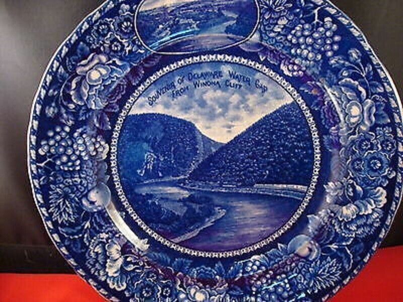 Antique Rowland Marsellus Flow Blue Plates H. Hudson, Bunker Hill, Cup Saucer [