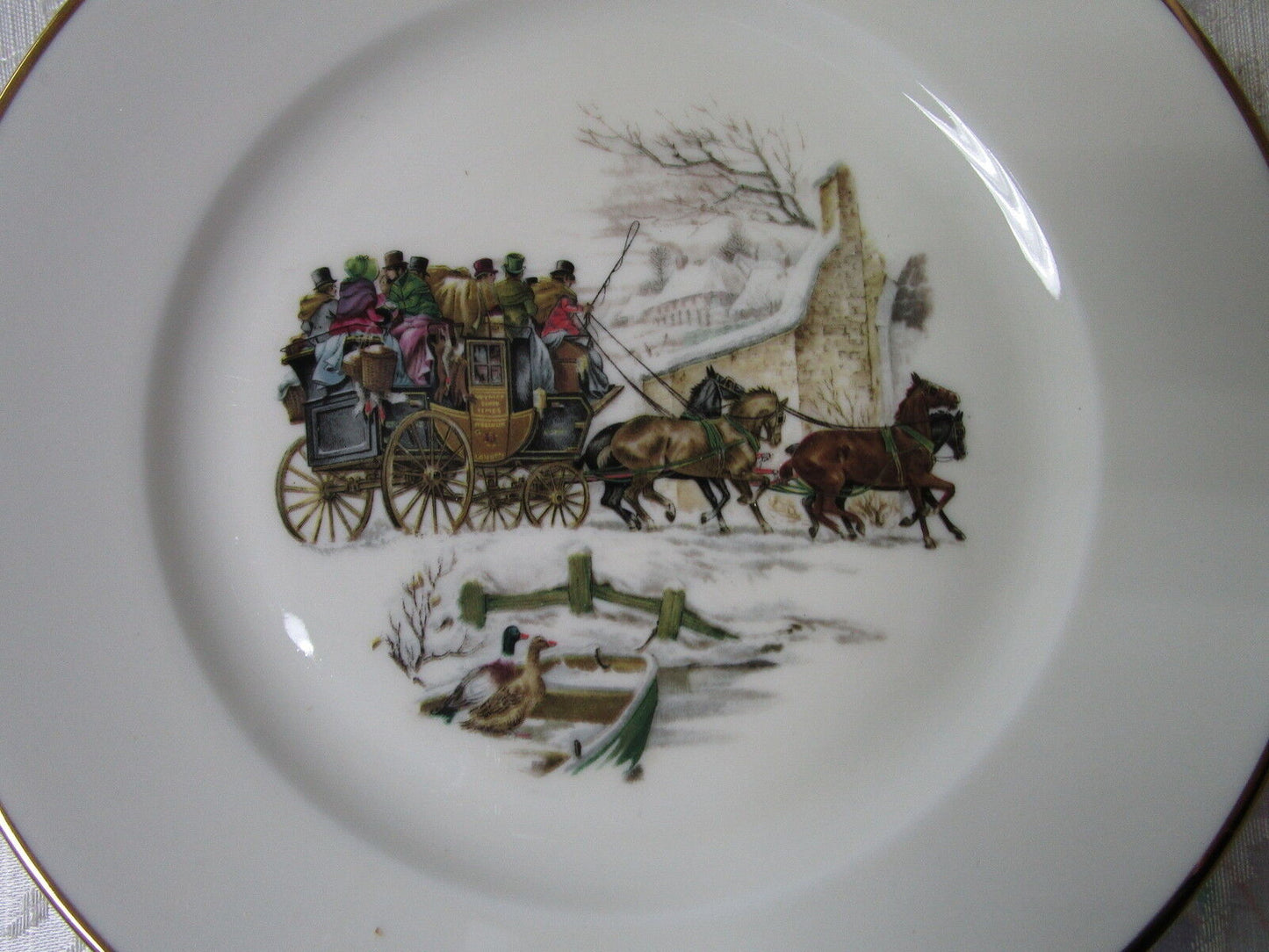 VICTORIAN 4 Salad Plates JWK Joseph Kuba Bavaria Germany  7 1/2", carriages