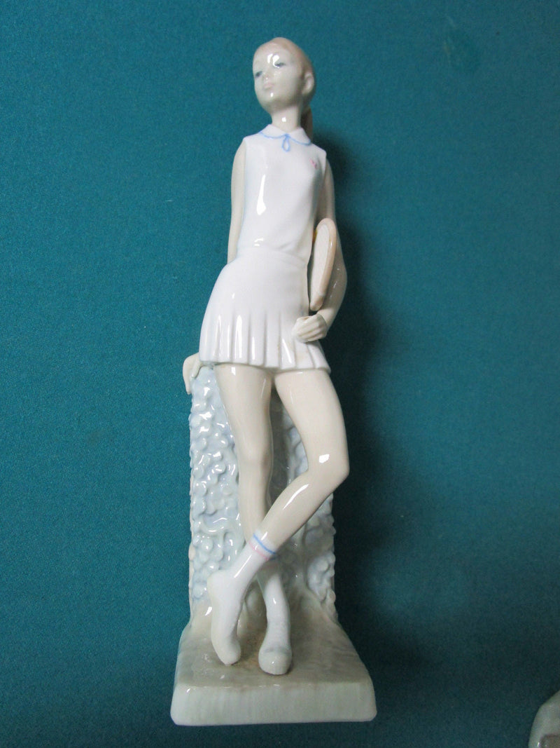 Lladro Spain Porcelaintennis Player Girl Standing Up Figurine 13" Original