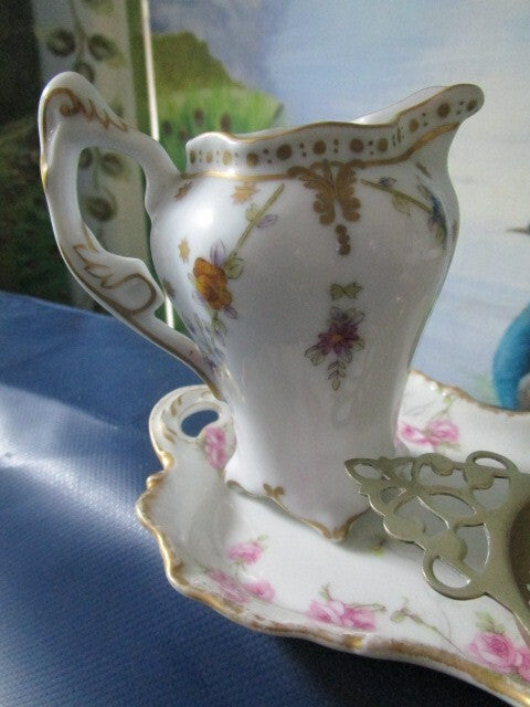 Limoges France Creamer And One Cup Coffee Egg Holder In Ray Streiner