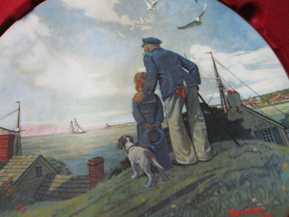 "LOOKING OUT TO SEA" BY NORMAN ROCKWELL COLLECTOR  PLATE NIB orig^^