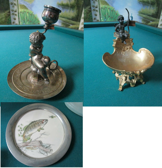 Eugene Provost  Brass Dish -Reed & Barton Silverplate Angel Candle Holder pick 1