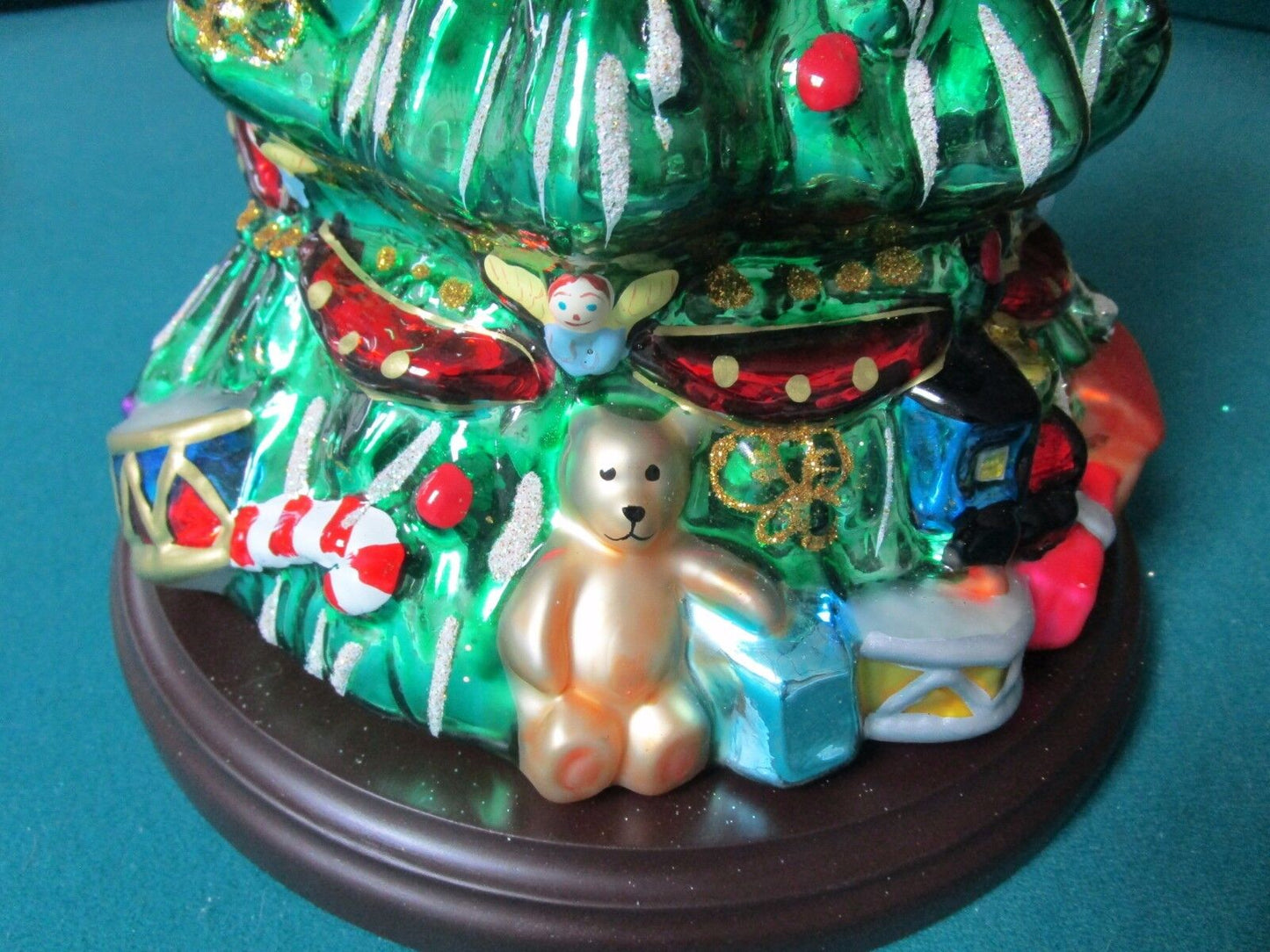 THOMAS PACCONI LARGE 16 1/2 " CHRISTMAS TREE GLASS BLOWN TABLE ORNAMENT CERTS