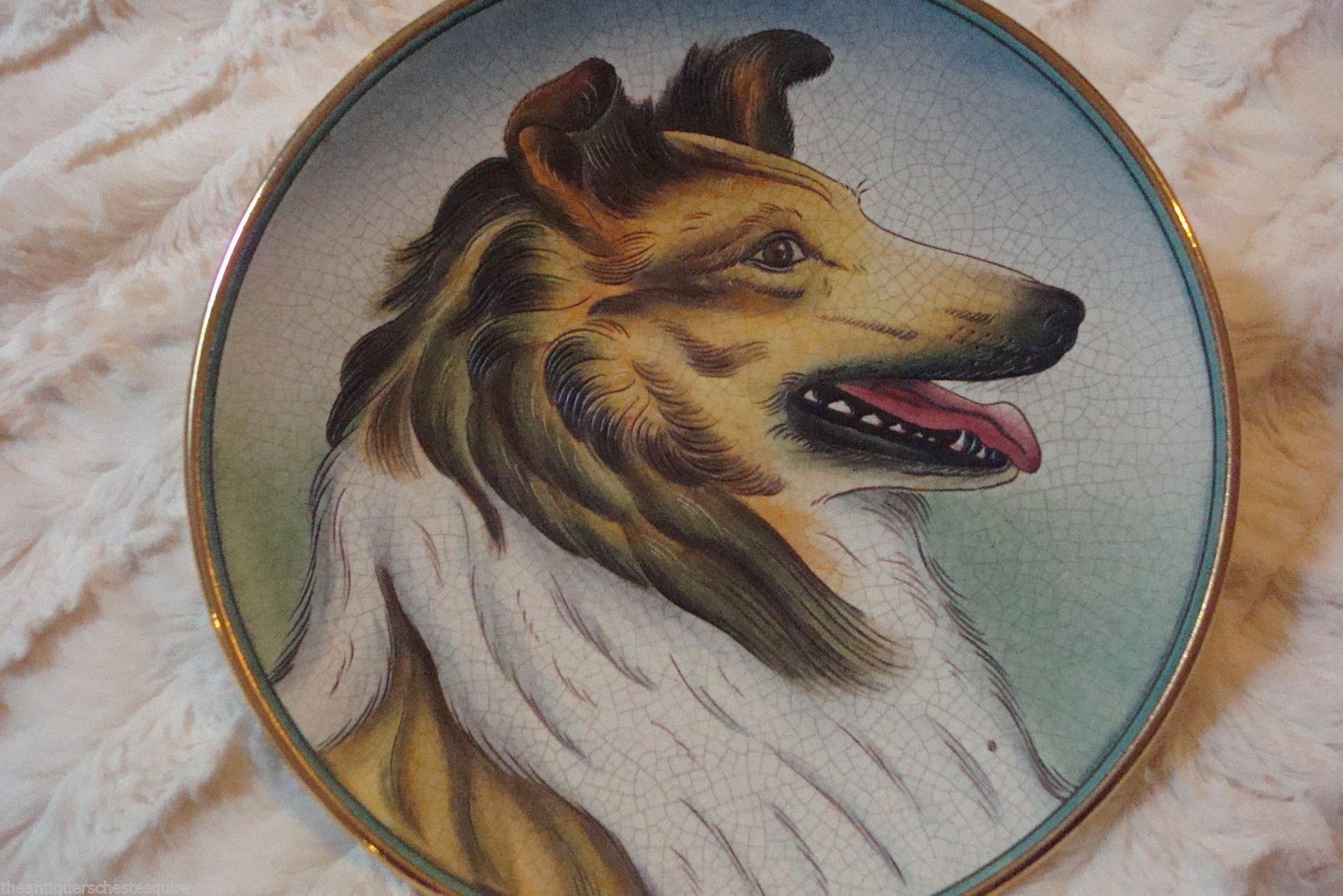 TIZIANO VENETO FLAIR PLATE ETCHED ITALY COLLIE, POODLE, GERMAN SHEPPERD, TIGER^^