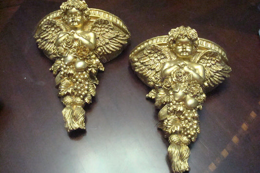 Wall sconces Angels, golden paint, very detailed, ready to hang [5]