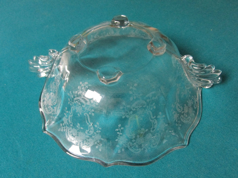 Fostoria Baroque Meadow Rose Elegant Glass Etched Footed Bowl [*GL13]