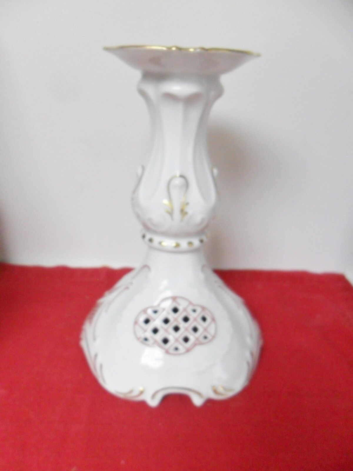 Vintage Pirken-Hammer Czech Porcelain  Lattice CANDLE HOLDER AND BOWL RARE