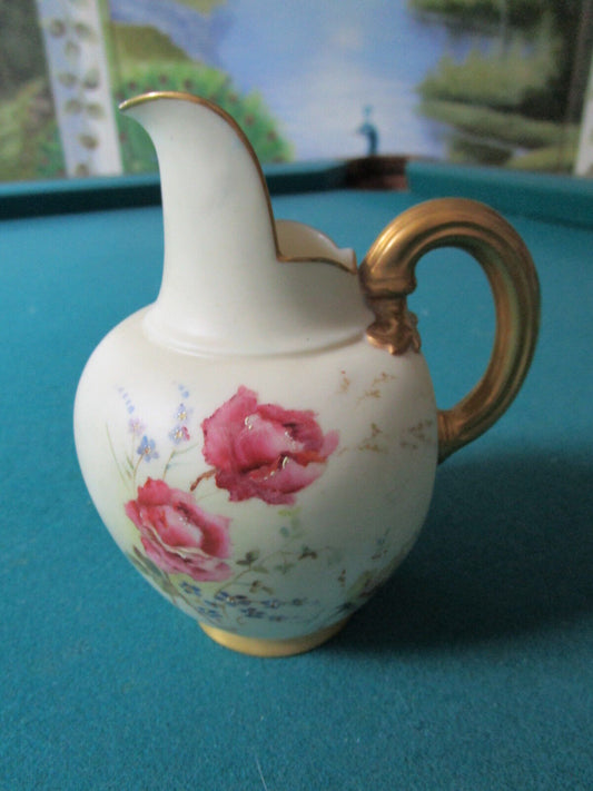 1920s  Royal Worcester Hand Painted Ivory Porcelain Poppies & Gilt Creamer