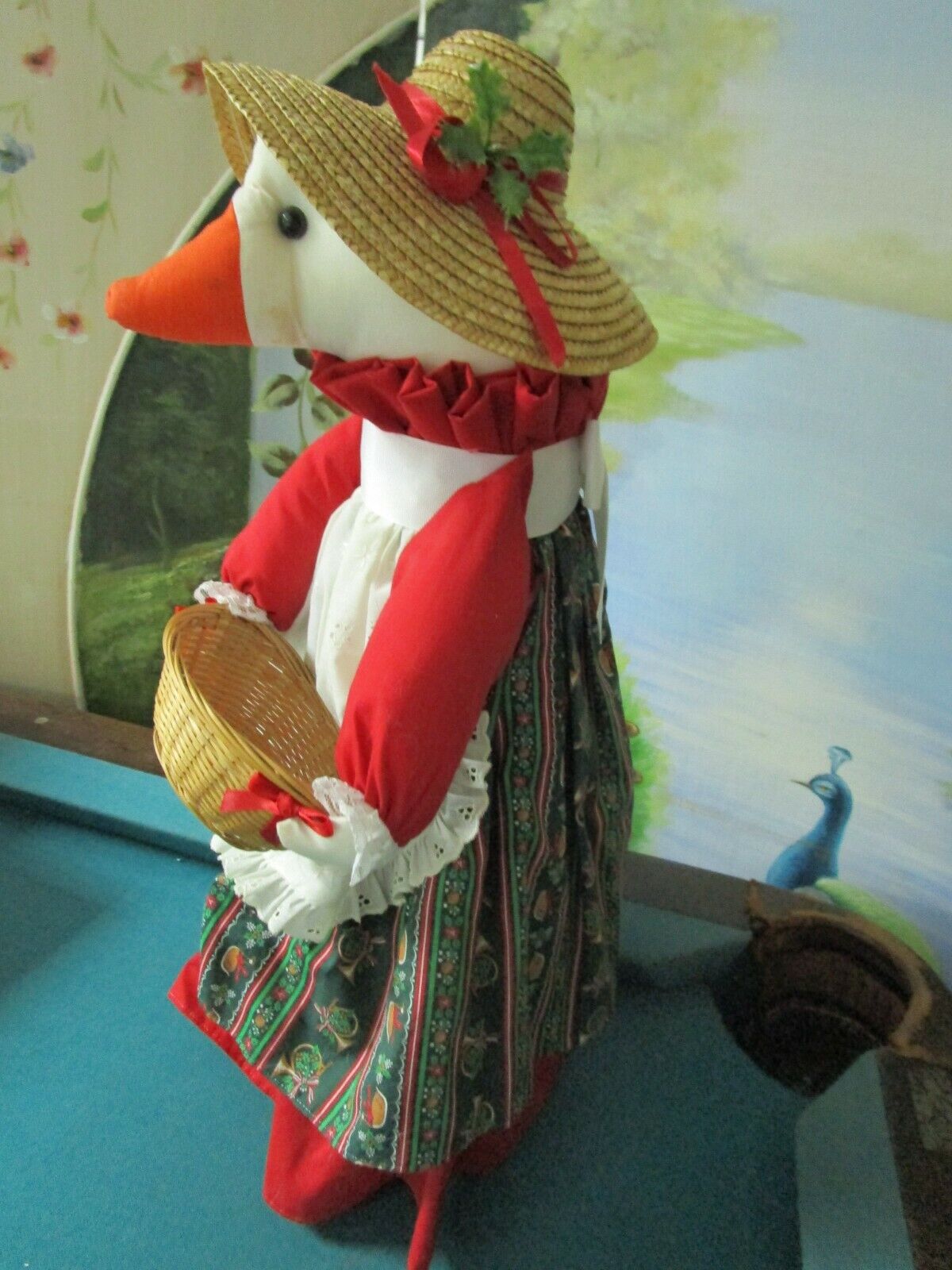 WAMSUTTA HALLMARK GOOSE COUNTRY DOLL WITH BASKET 22 CLOTH ^^