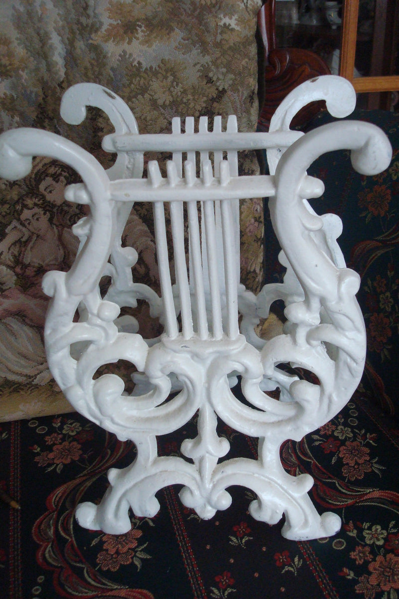 Vintage iron magazine holder, doorstop, painted over in white, 11"  ORIGINAL