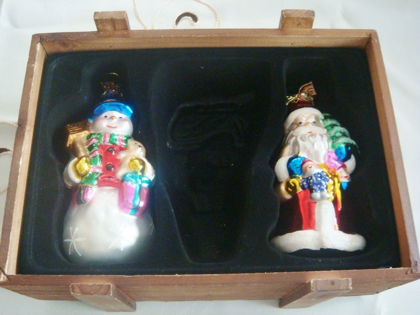 2005 Thomas Pacconi two Christmas Ornament original wooden box, w/certs[*a4rack]