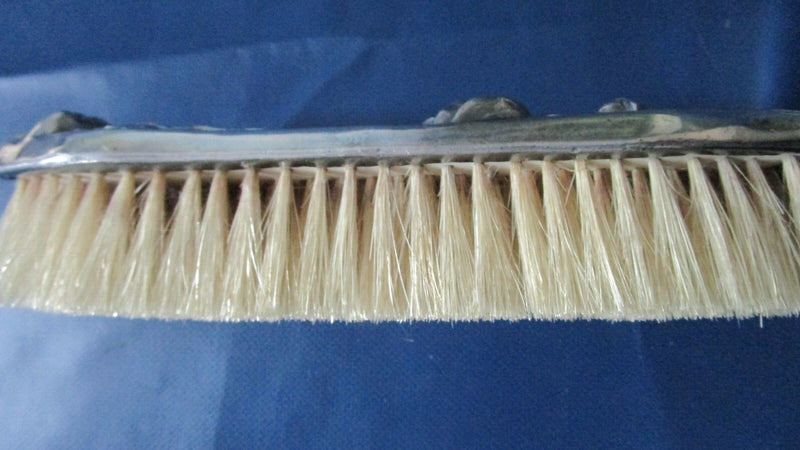 Antique horsehair clothes brush, ornate silver plate roses