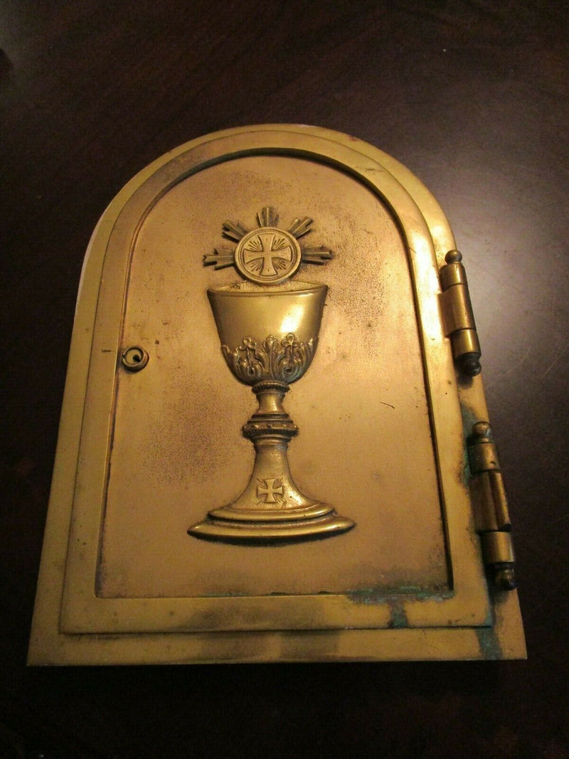 TABERNACLE SACRARIUM ORIGINAL DOOR BRONZE CHALICE CALIX 15 X 10" ORIGINAL